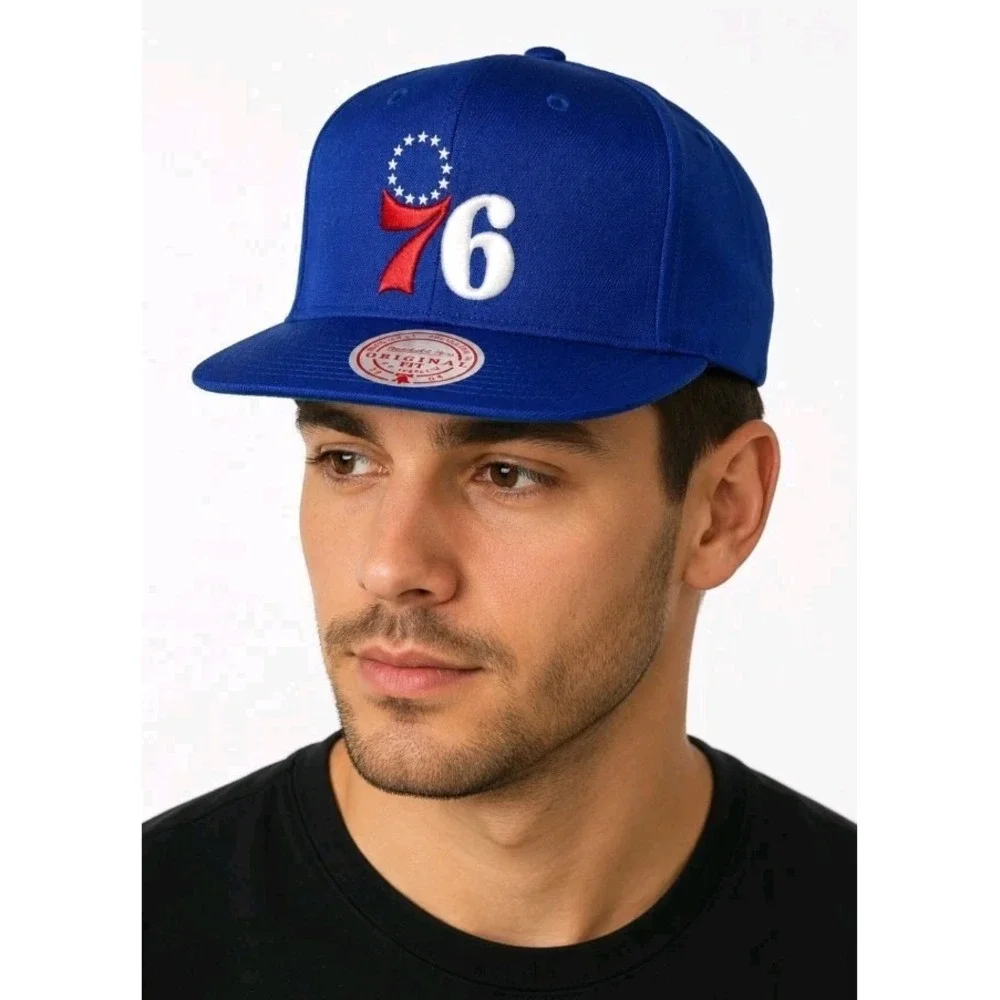 PHILADELPHIA 76ERS MITCHELL & NESS DAD HAT ADJUSTABLE NWT BLUE CLASSIC LOGO